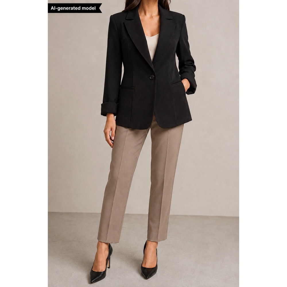Wh House Black Market Blazer Women Size 8 Black Excellent Single Button Pockets